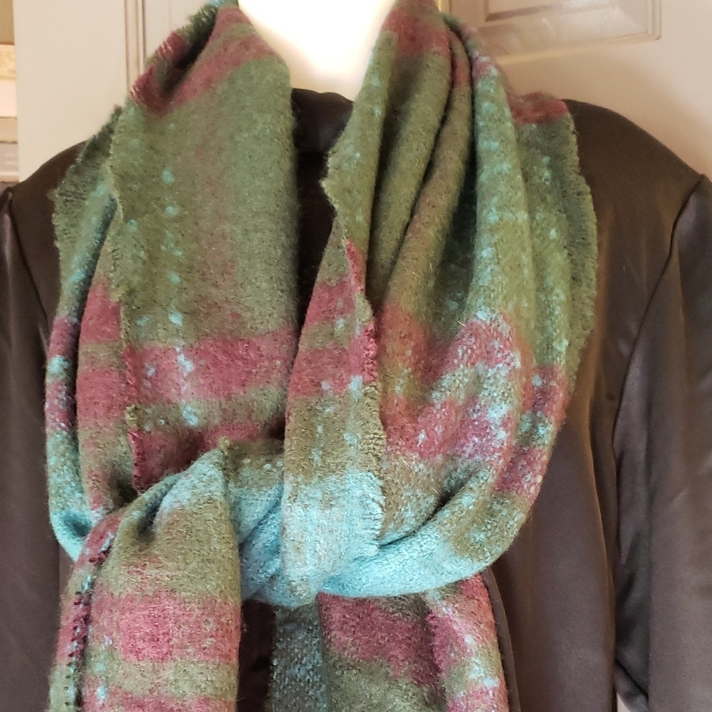 Barneys New York Green Multi Scarf
